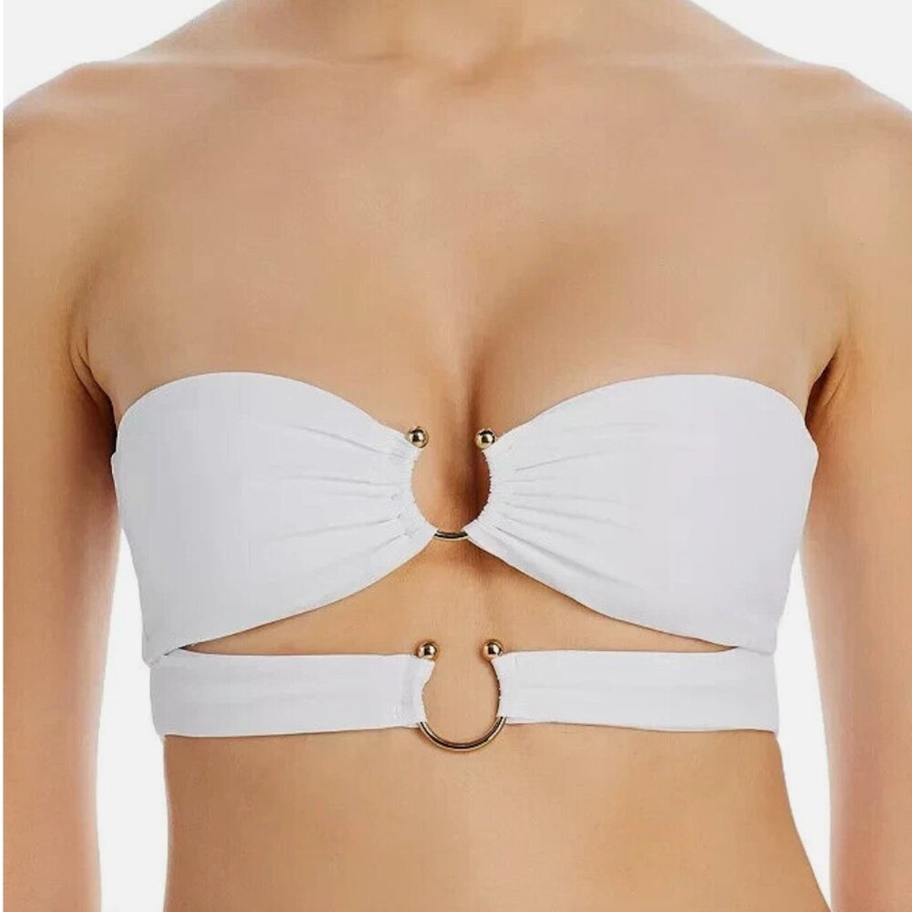 Jade Swim White Strapless O-Ring Bikini Top